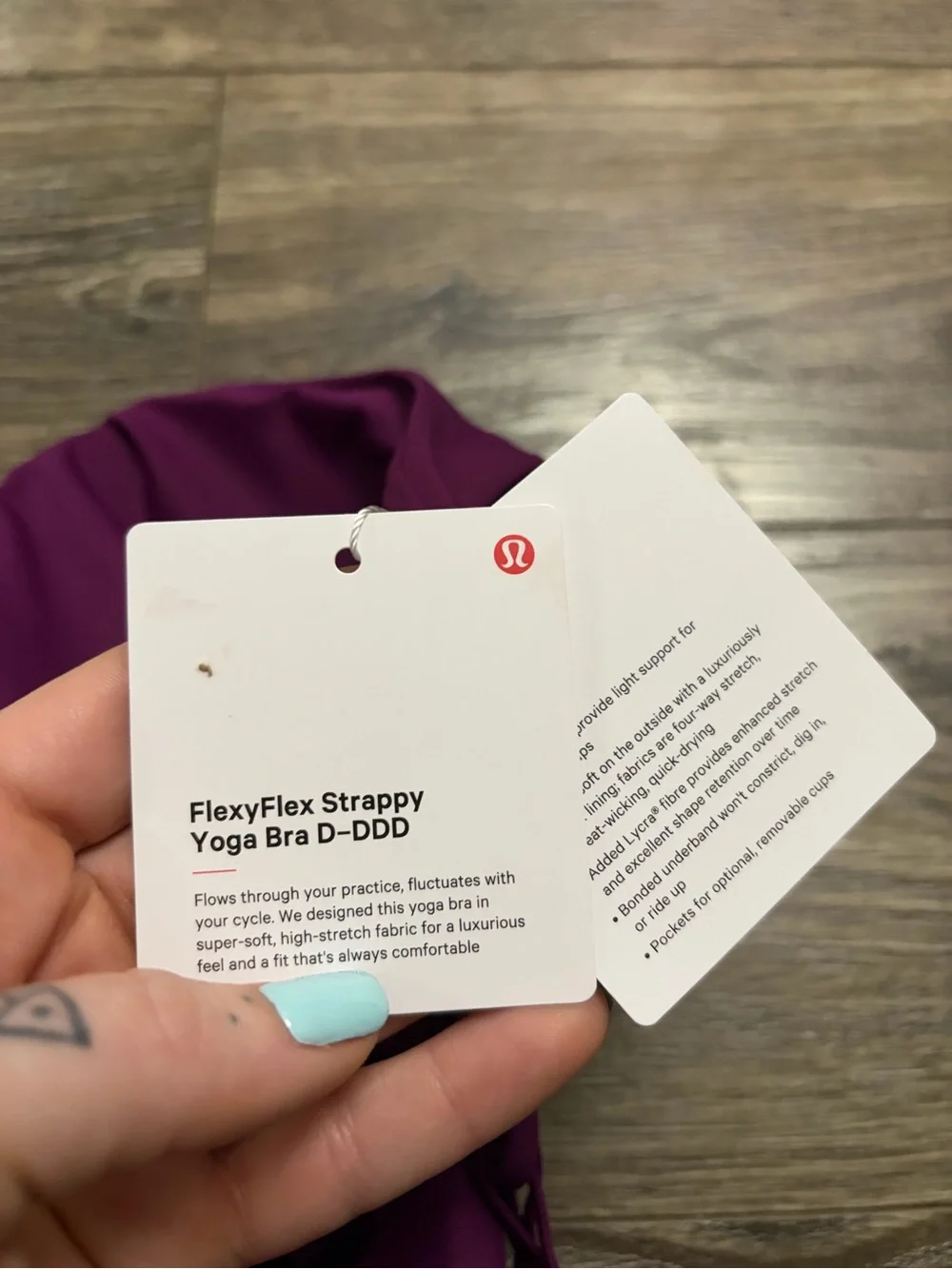 NWT Lululemon FlexyFlex Yoga Bra *Light Support, D-DDD Cups (Chilled Grape) L/XL